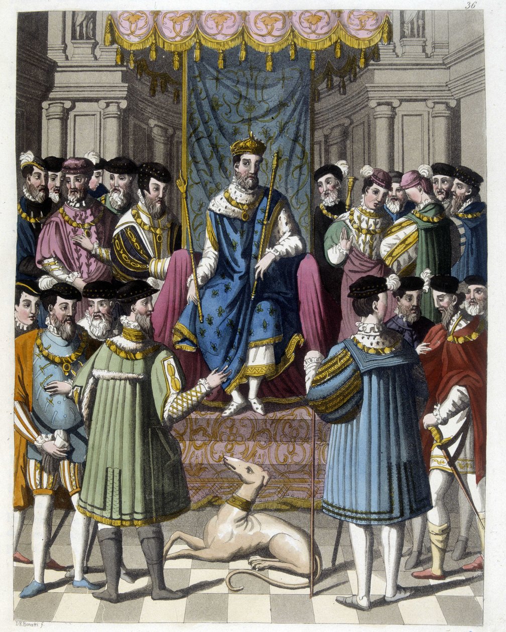 Rozhovor s Francoisem 1. (1494 - 1547) a Jindřichem VIII. (1491 - 1547) z Anglie. Rytina 19. století. od Unknown artist