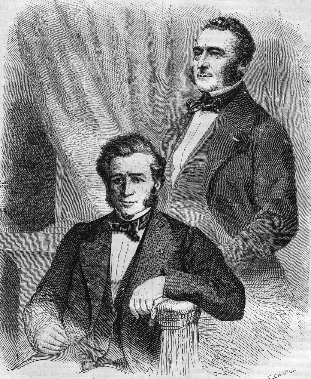 Isaac a Jacob Emile Pereire, francouzští podnikatelé, zakladatelé Société de Crédit Mobilier (1852). od Unknown artist