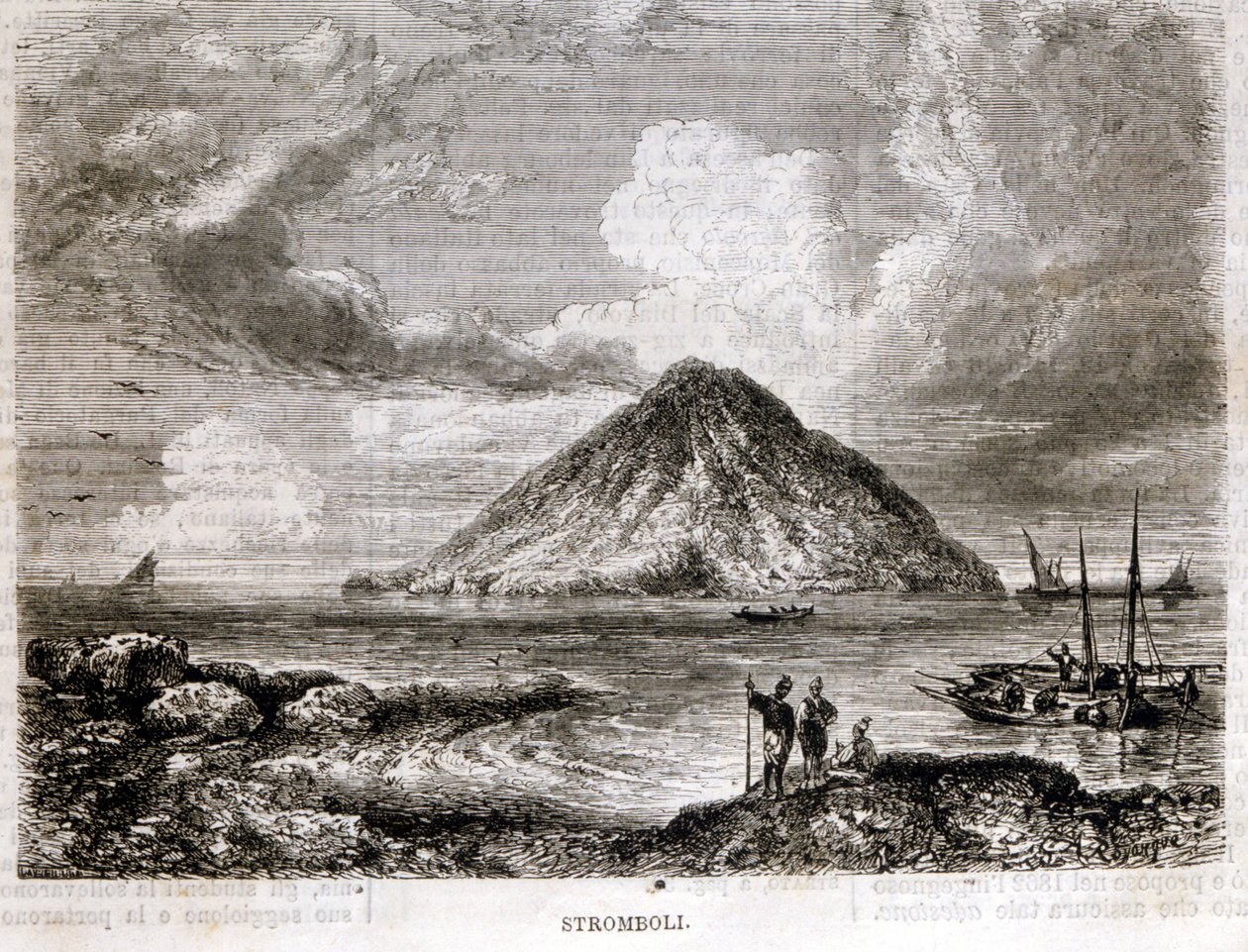 Ostrov Stromboli v 19. století. od Unknown artist