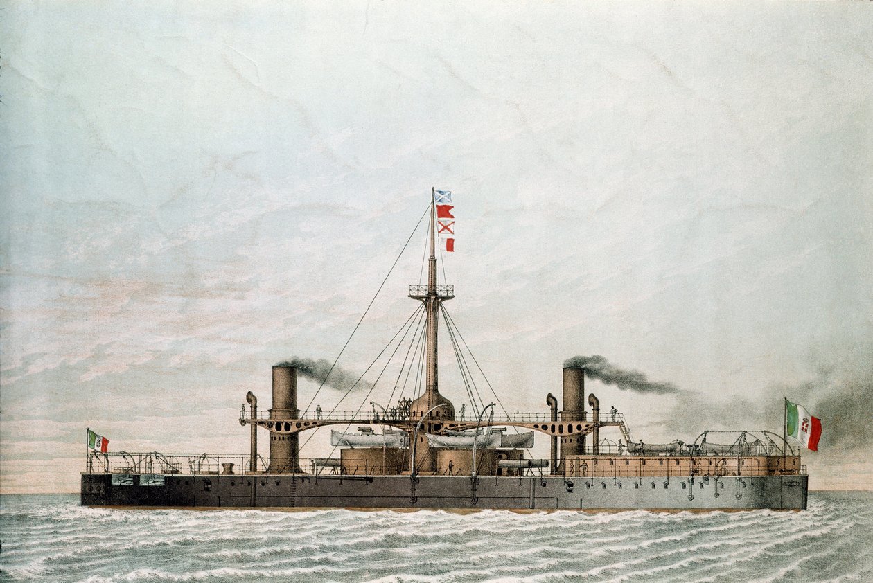 Italská bitevní loď Caio Duilio (tisk od Unknown artist