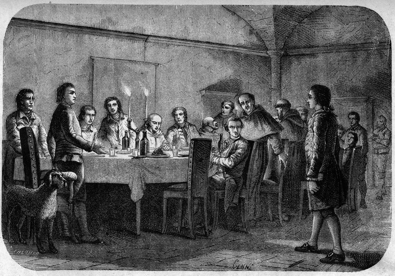 James Boswell (1740-1795) skotský spisovatel a právník, syn lorda Alexandra Boswella přijatý během setkání u jídla podávaného Pascalem (Pasqualem) Paolim. V "" Pasquale Paoli nebo na trase Pontenuovo "" "od F.D. Guerrazzi. 1872. od Unknown artist
