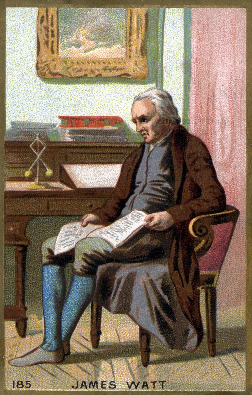 James Watt (1736 -1819) ve své kanceláři. Chromolitografie 19. století. od Unknown artist