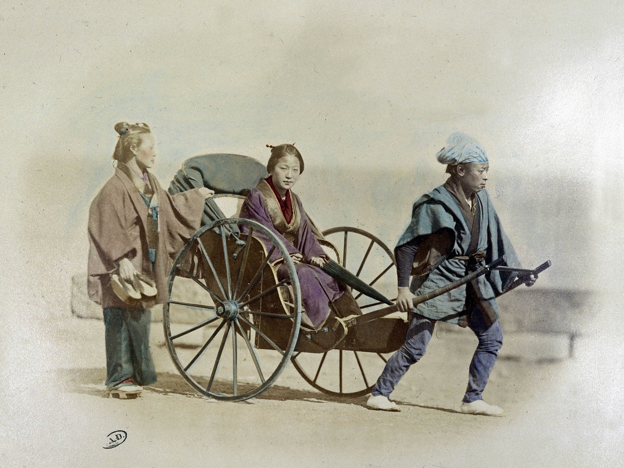 Japonská rikša, cca 1900 od Unknown artist