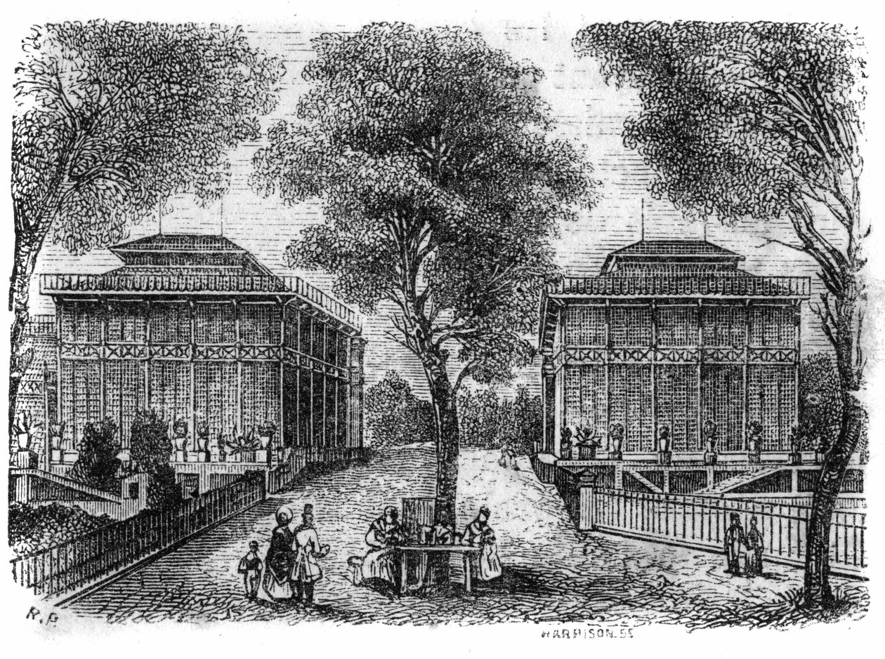Jardin des Plantes v Paříži v roce 1861: železné pavilony. od Unknown artist
