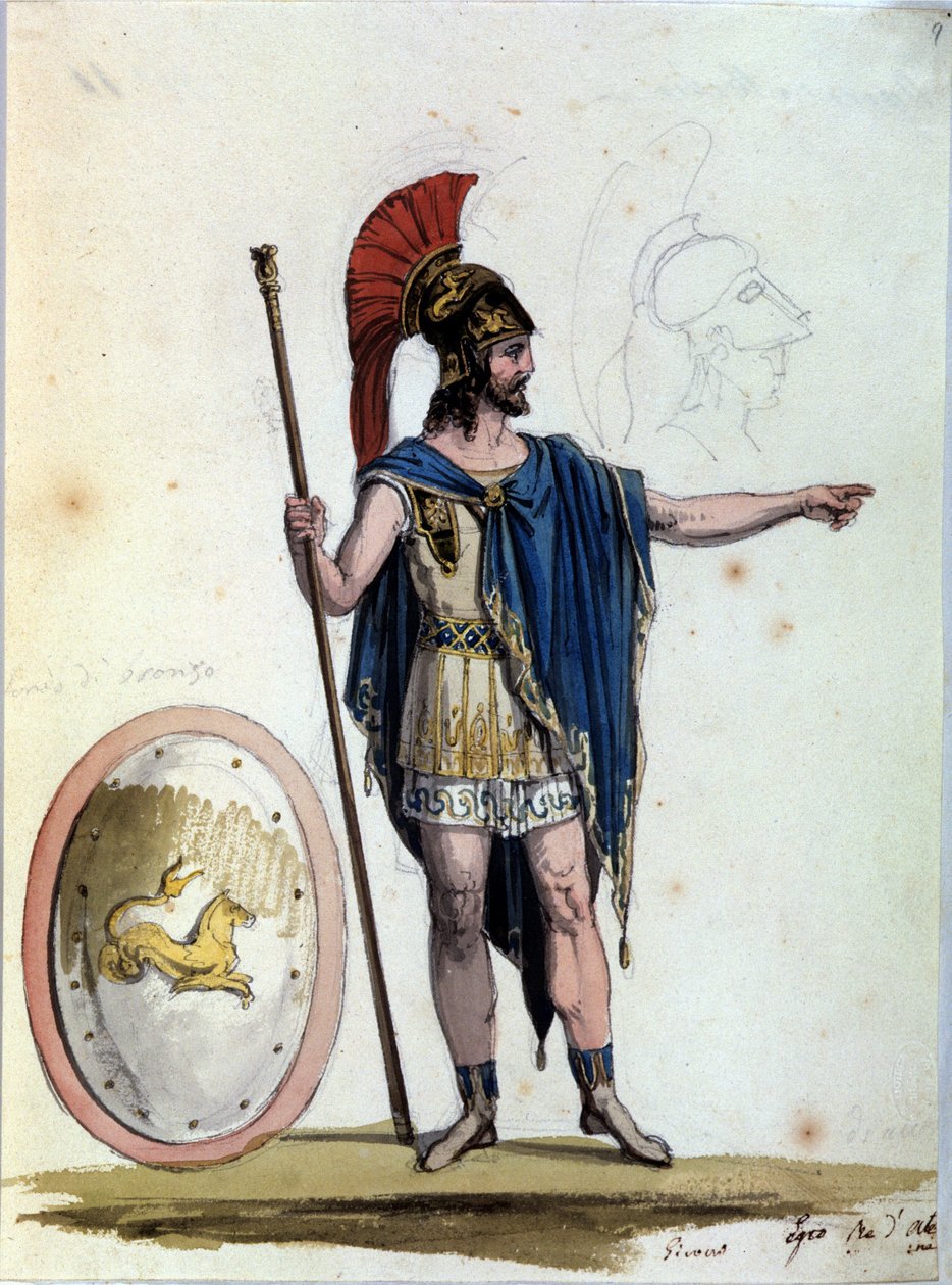 Postava Jasona. Pro operu Medee od Luigiho Cherubiniho (1760-1842) pro představení v La Scale (Milán, Itálie) v letech 1822-1823. od Unknown artist