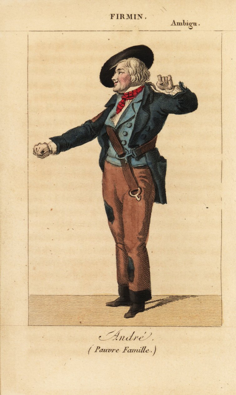Jean-Baptiste Firmin jako Andre v melodramatu Pauvre Famille od Benjamina a Melchiora v Theater de l