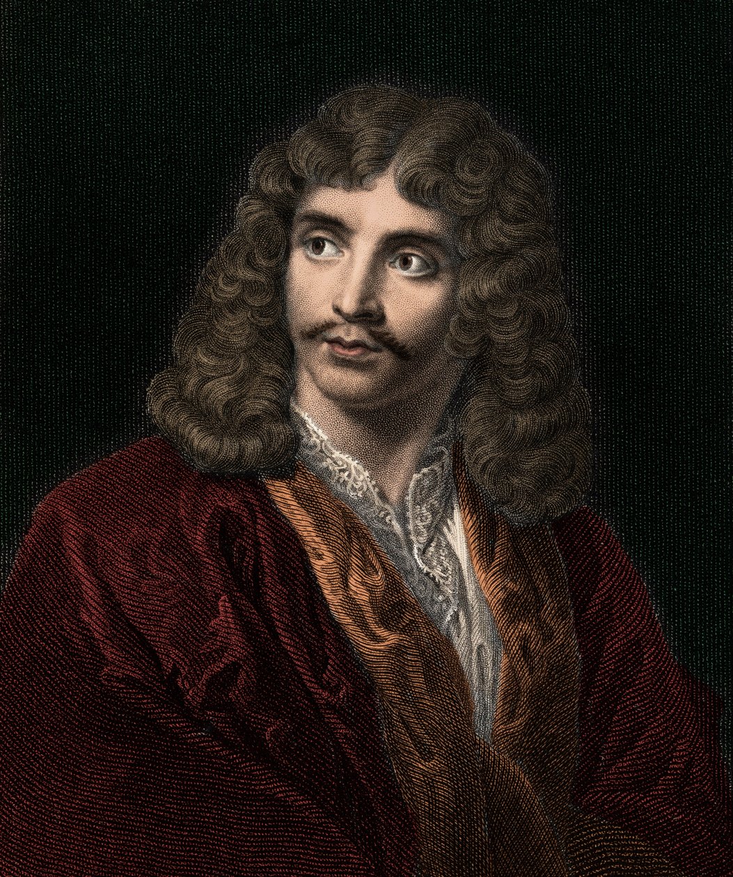 Jean Baptiste Poquelin Moliere 1622-1673 - rytina - 19. stol. od Unknown artist