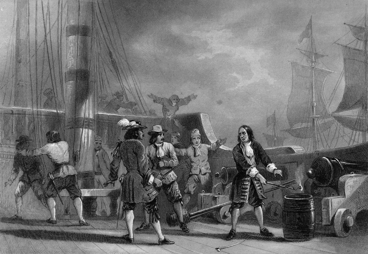 Jean Bart (1650-1702) na palubě English Corsair. v „Obecné historii námořnictva“ od Van Tenaca od Unknown artist