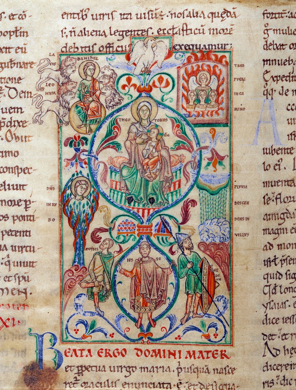 Jesse strom obklopuje symboly panenství Panna je navržena podle jména Byzantince z Theotokos. Miniatura převzatá z „Lectiaire de Citeaux““ z 12. století v Dijonu, Městská knihovna od Unknown artist