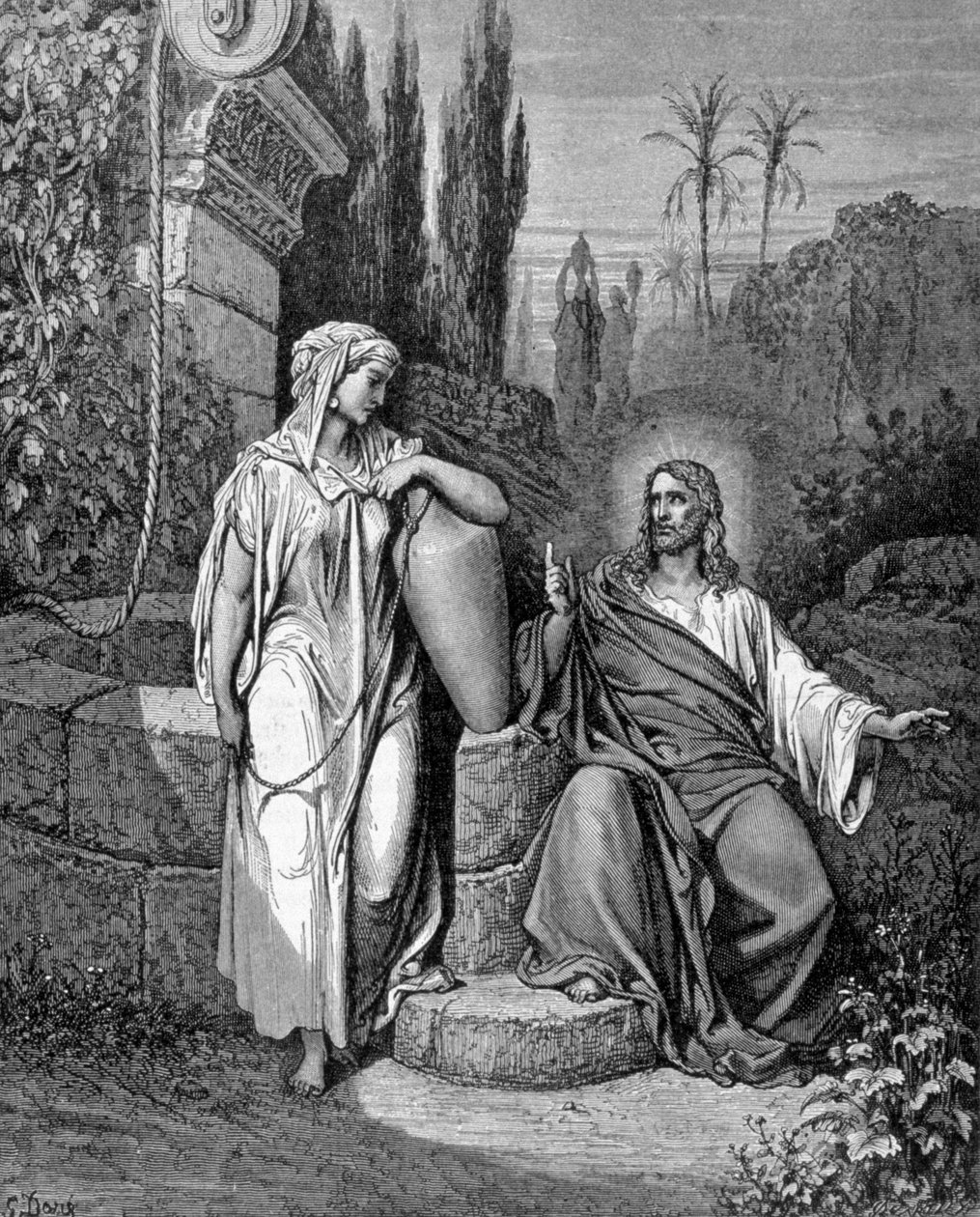 Ježíš Kristus a milosrdný Samaritán. Evangelium podle svatého Jana. od Unknown artist