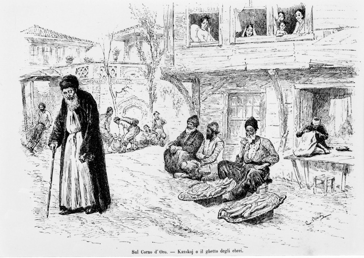 Židovské ghetto v Konstantinopoli. od Unknown artist