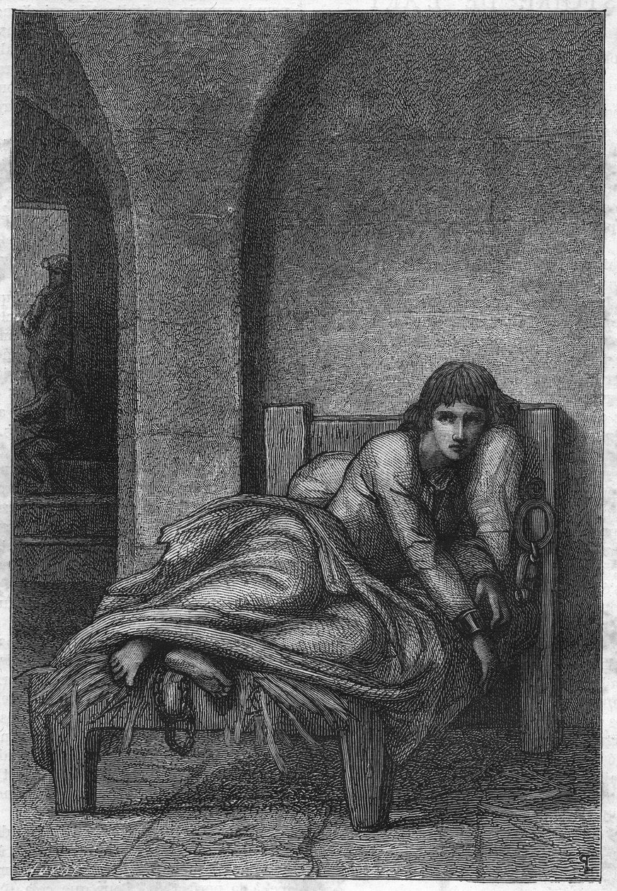 Johanka z Arku ve věznici Rouen – stoletá válka: Johanka z Arku (1412-1431) ve vězení v Rouenu. V roce 1431 byla Jeanne d