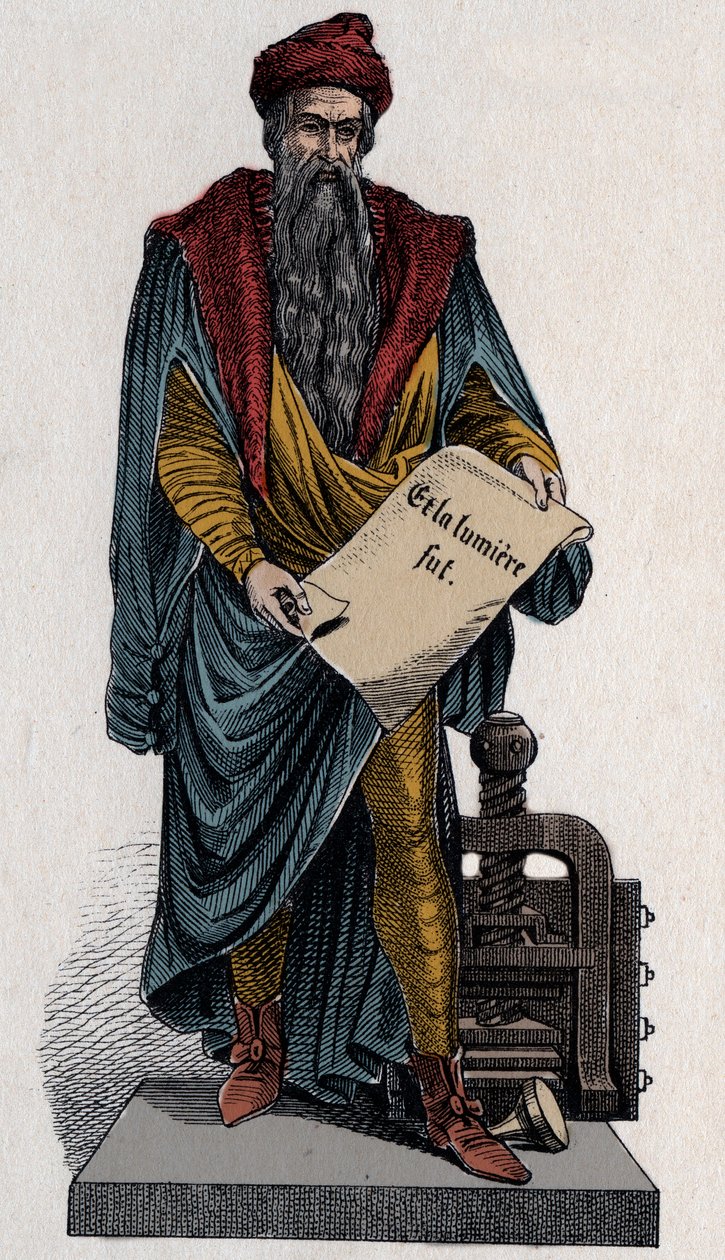 Johann Gutenberg, německý tiskař a zlatník od Unknown artist