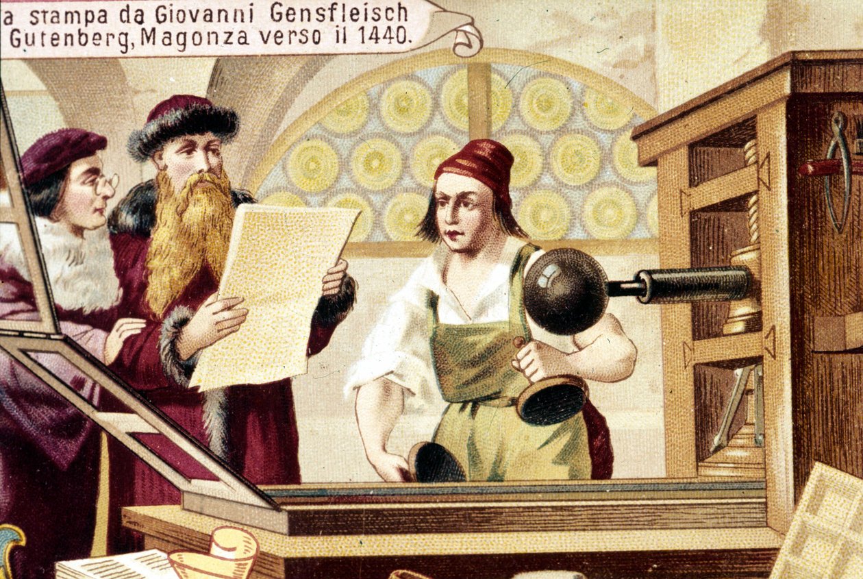 Johannes Gensfleisch Gutenberg (1400-1468). kolem roku 1440. Chromolitografie 19. století. od Unknown artist