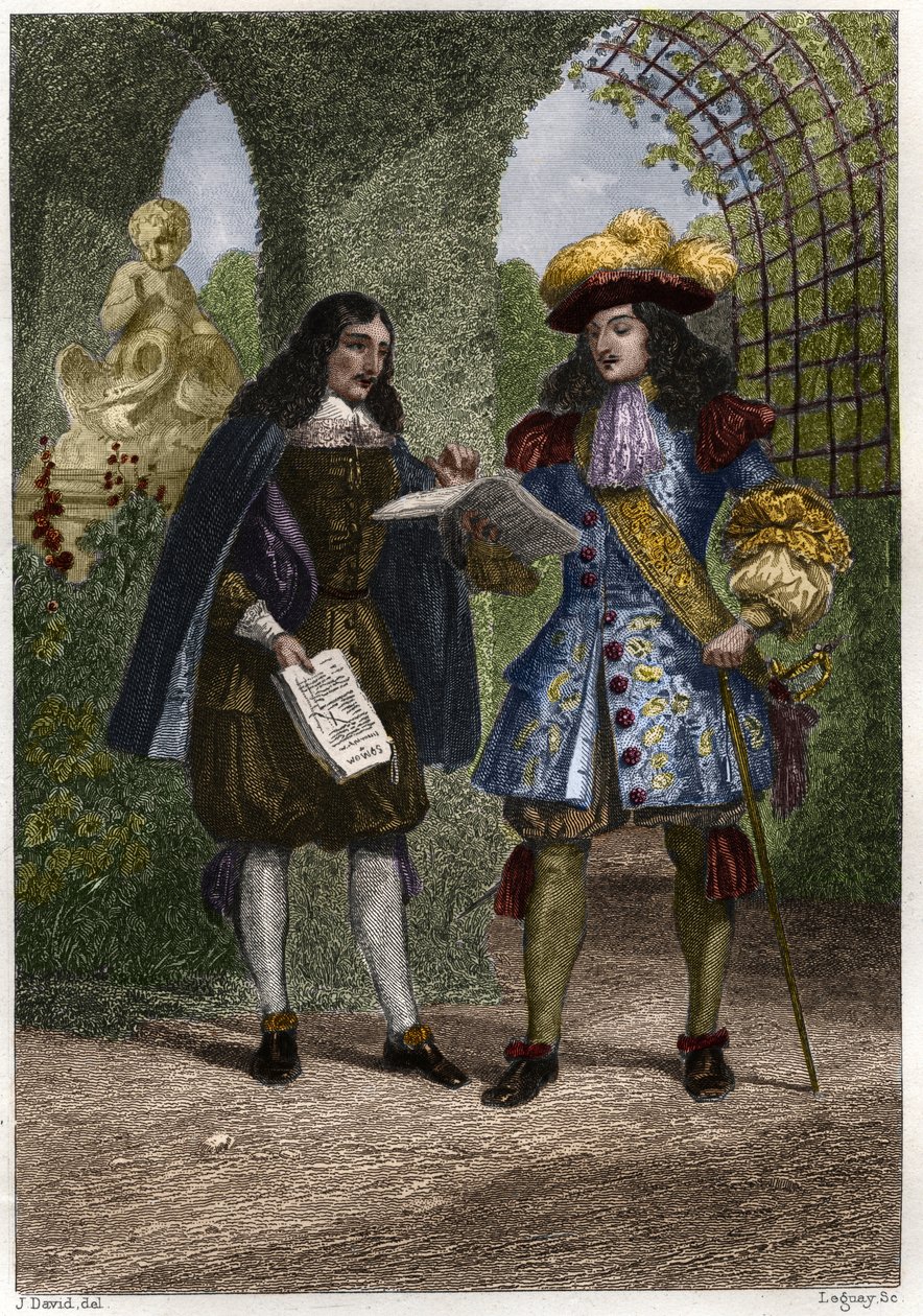 John the Baptist (Jean-Baptiste) Colbert (1619-1683) s Ludvíkem XIV., králem Francie a Navarry (1638-1715). Rytina 19. století. Soukromá sbírka. od Unknown artist