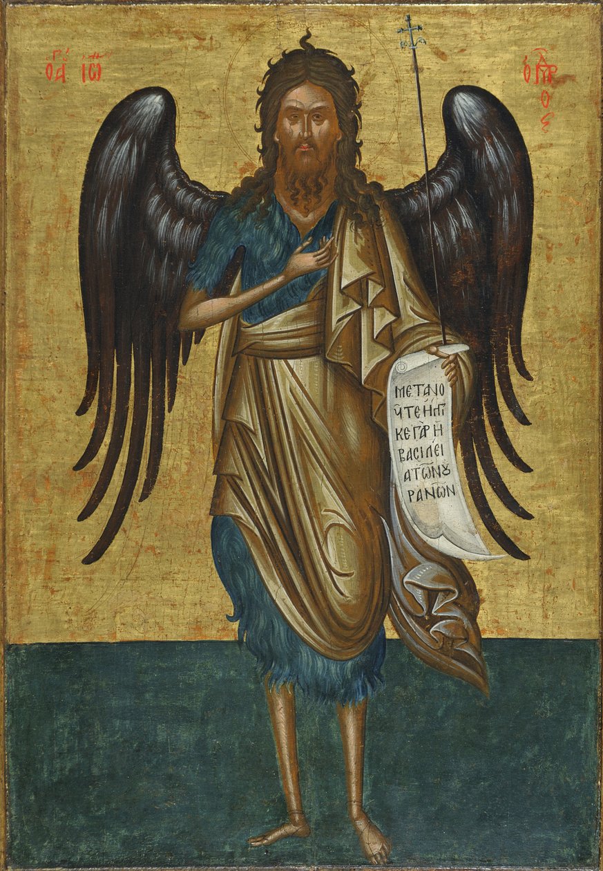 Jana Křtitele (vaječná tempera a plátkové zlato na gessu na plátně a dřevě) od Unknown artist