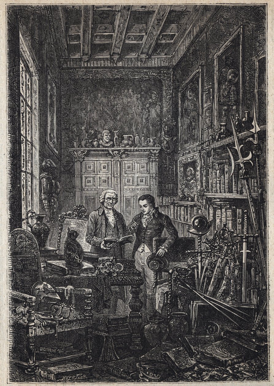 Jonathan Oldenbuck - (Svatý svatých z antikvariátu) - ilustrace 19. století k románu „Starožitník“ od od Unknown artist