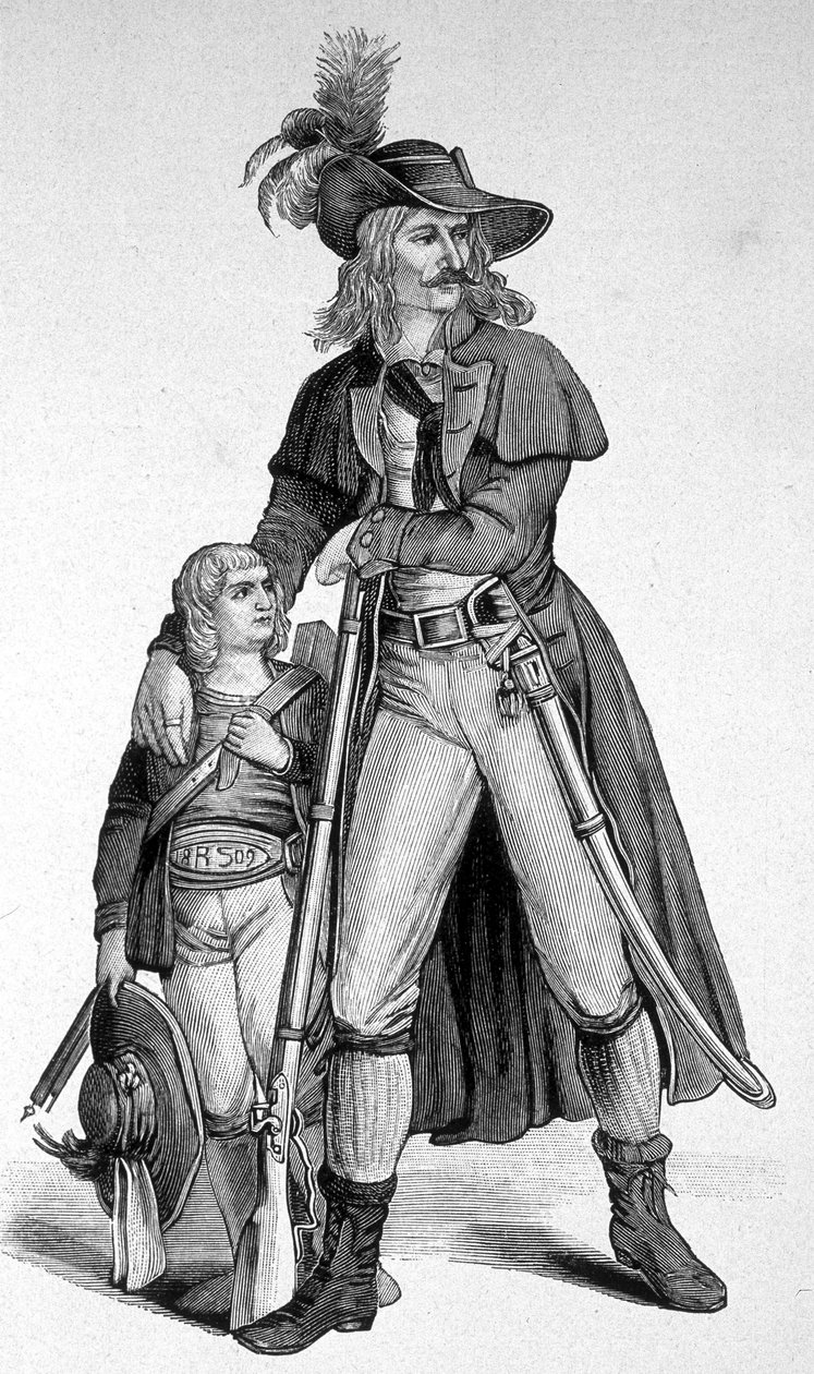 Joseph Speckbacher 1767-1820 a jeho syn - Heros National Tyrolean proti Bavorům po připojení Tyrolska k Baviere v roce 1809. Rytina 19. stol. od Unknown artist