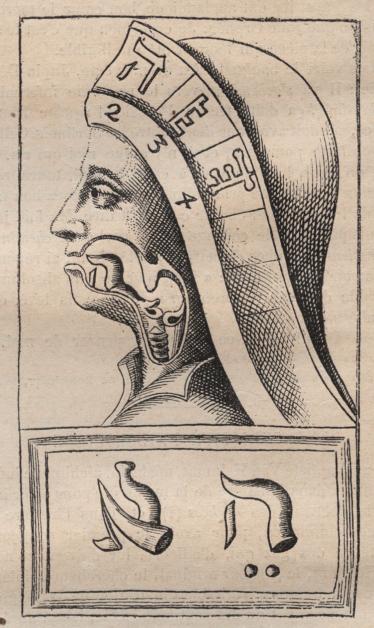 Kabala - Kabbalale - Ilustrace z: "Abeceda hebrejské abecedy" (Abeceda přírody) Francise Mercuryho van Helmonta (1618-1699) (Francois Mercure Van Helmont) - V tomto díle van Helmont tvrdil, že každý lett od Unknown artist