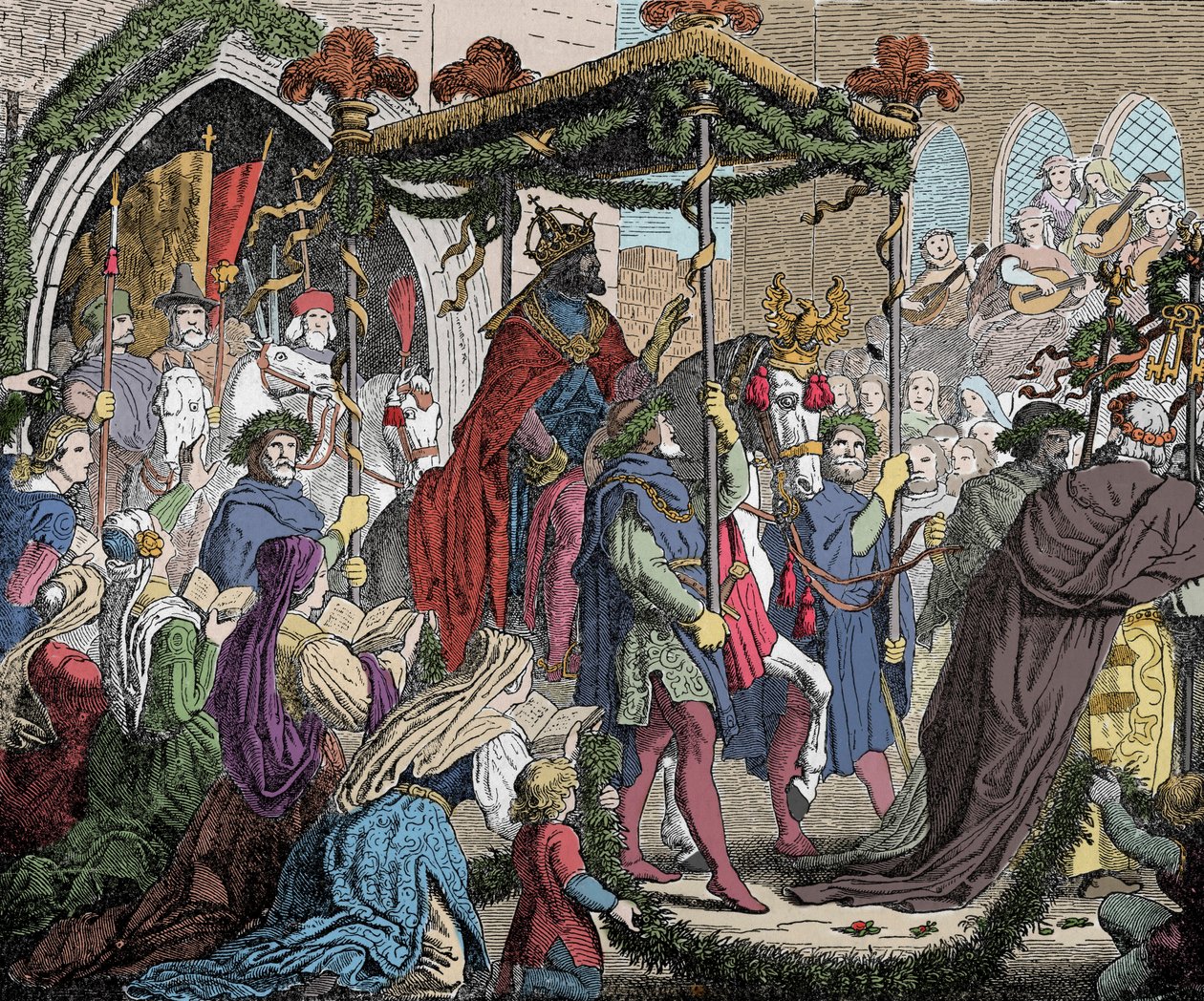 Karel IV. vstoupil do Avignonu v roce 1365 - Karel IV Lucemburský (1316-1378), římský císař vstoupil do Avignonu v roce 1365 - od Unknown artist