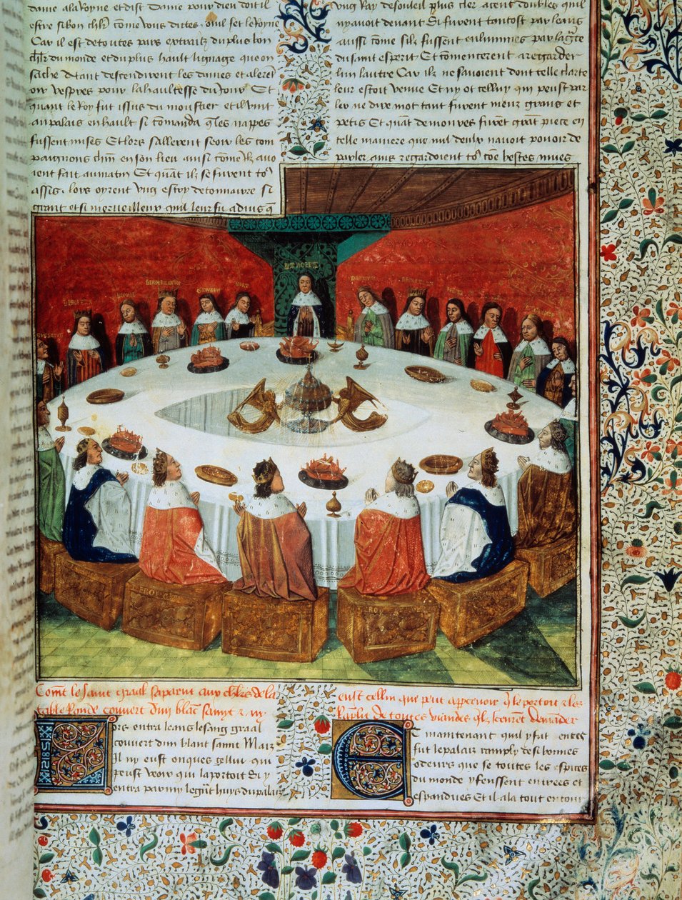 Král Artuš a rytíři kulatého stolu se účastní zjevení svatého grálu. (Král Artuš a rytíři kulatého stolu) od Unknown artist