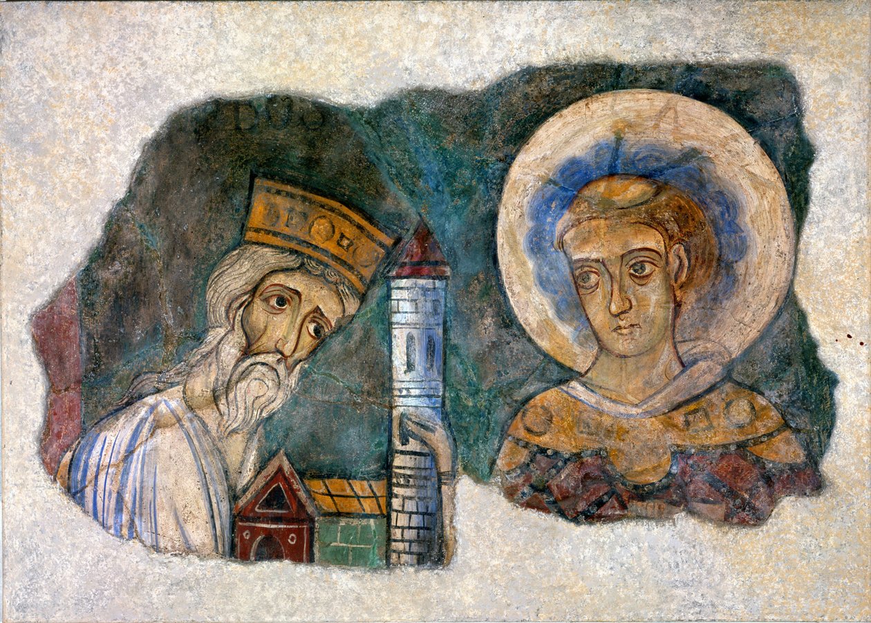 Král Bozon nabízí světci opatství Charlieu, konec 12. století. od Unknown artist