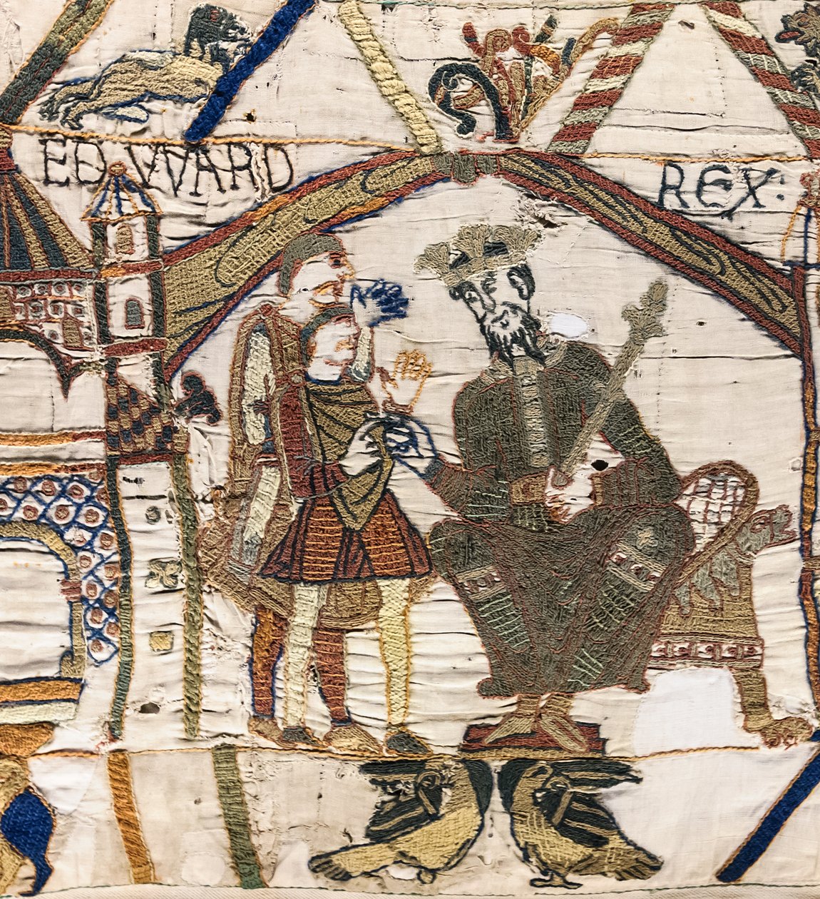 Král Edward Vyznavač posílá Harolda do Normandie, Bayeux Tapestry (vlněná výšivka na plátně) od Unknown artist