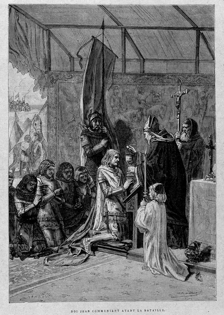 Král Jan komunikuje před bitvou (Poitiers? od Unknown artist