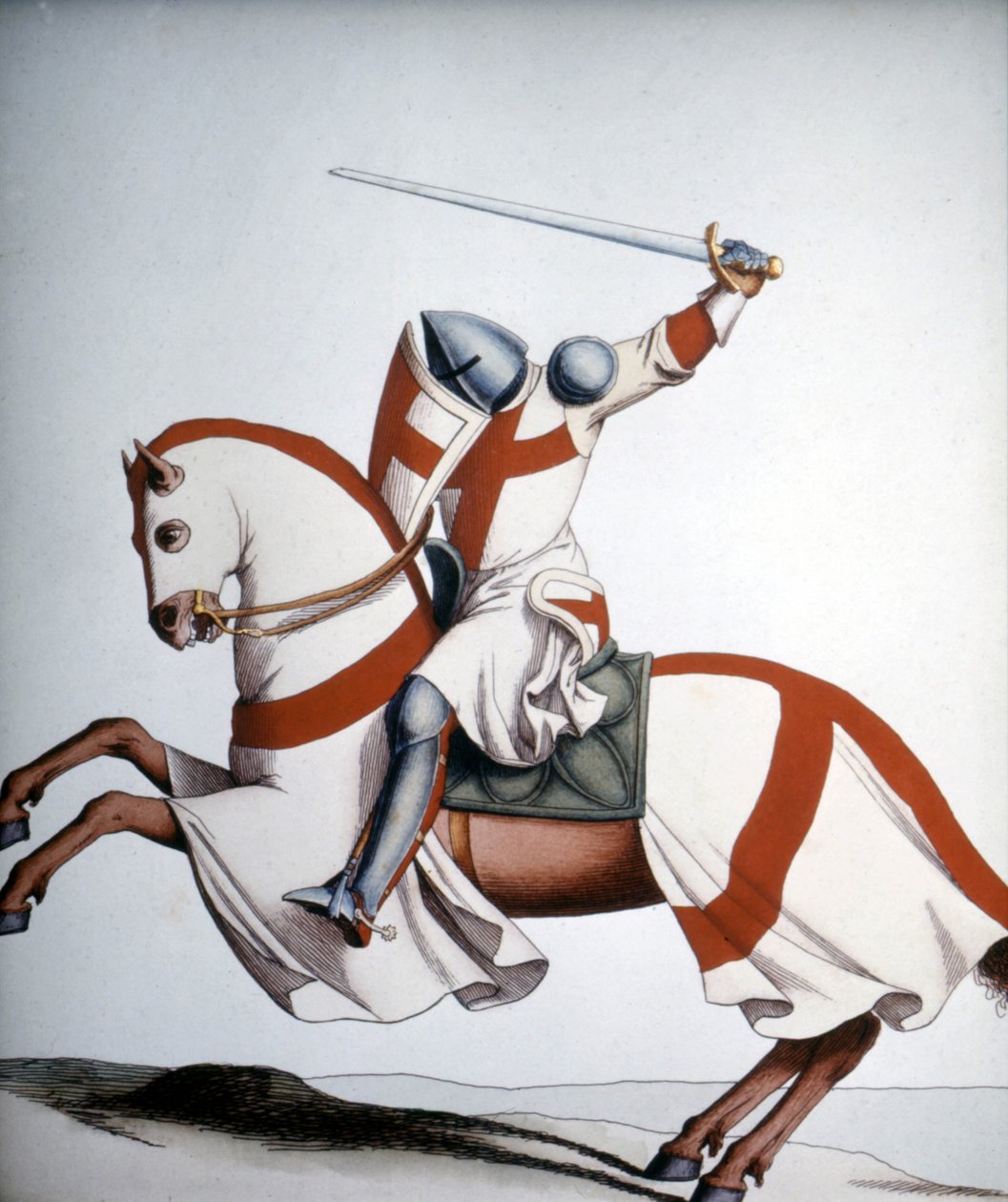 Templářský rytíř ze 14. století, rytina 19. století. od Unknown artist