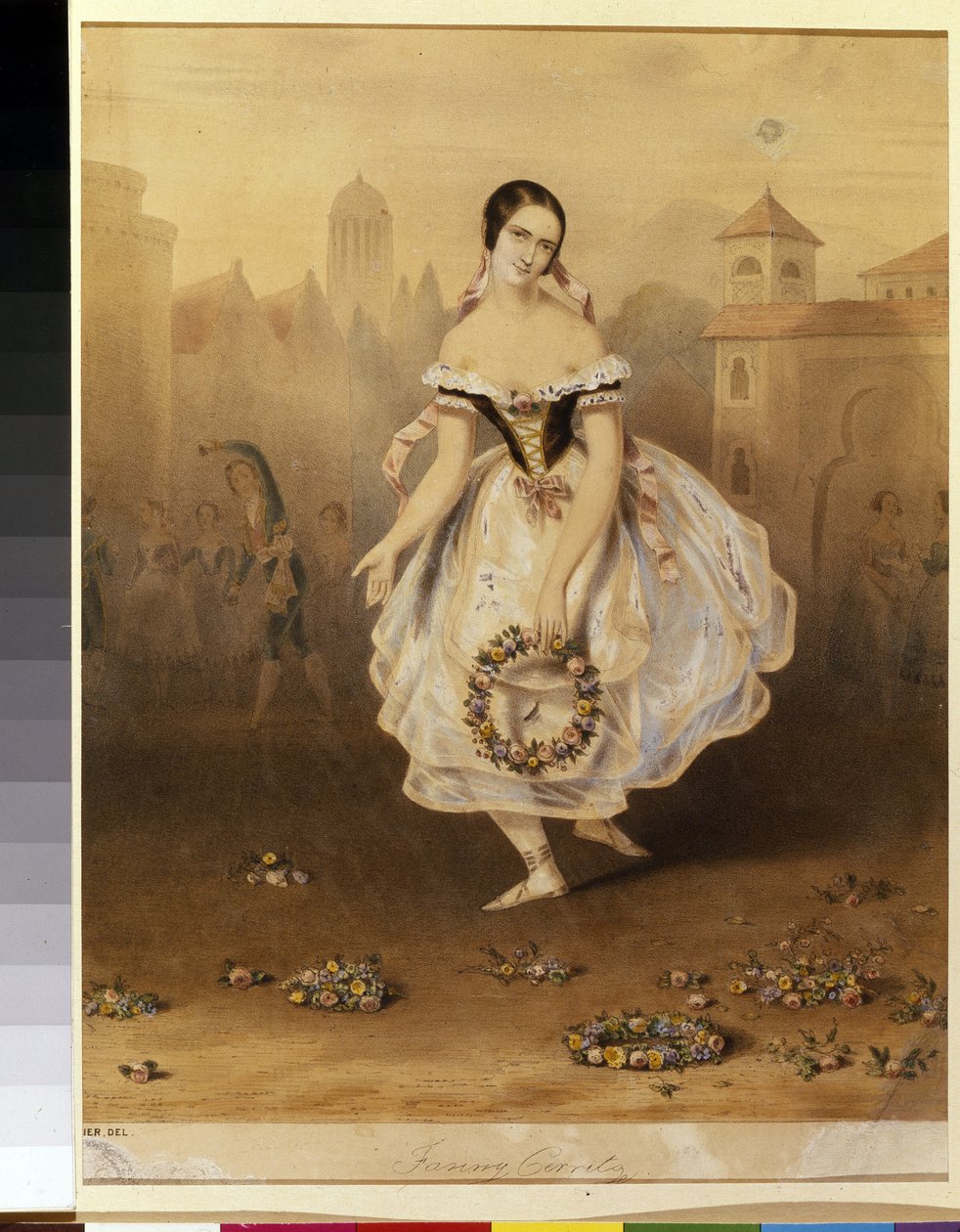 Italská balerína Fanny (Francesca) Cerrito (1817-1909) (Baletní tanečnice Fanny Cerrito). Anonymní litografie, konec 1830. Neoklasicismus 19. století. Státní muzeum divadla a hudebního umění, Petrohrad. od Unknown artist