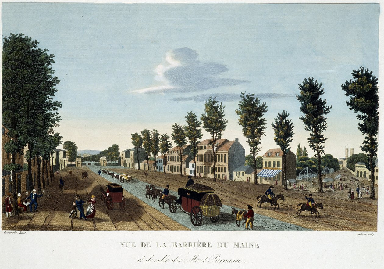 Bariéra Maine, cca 1820 – v „“ Pohledech na Paříž “ od Courvoisiera od Unknown artist