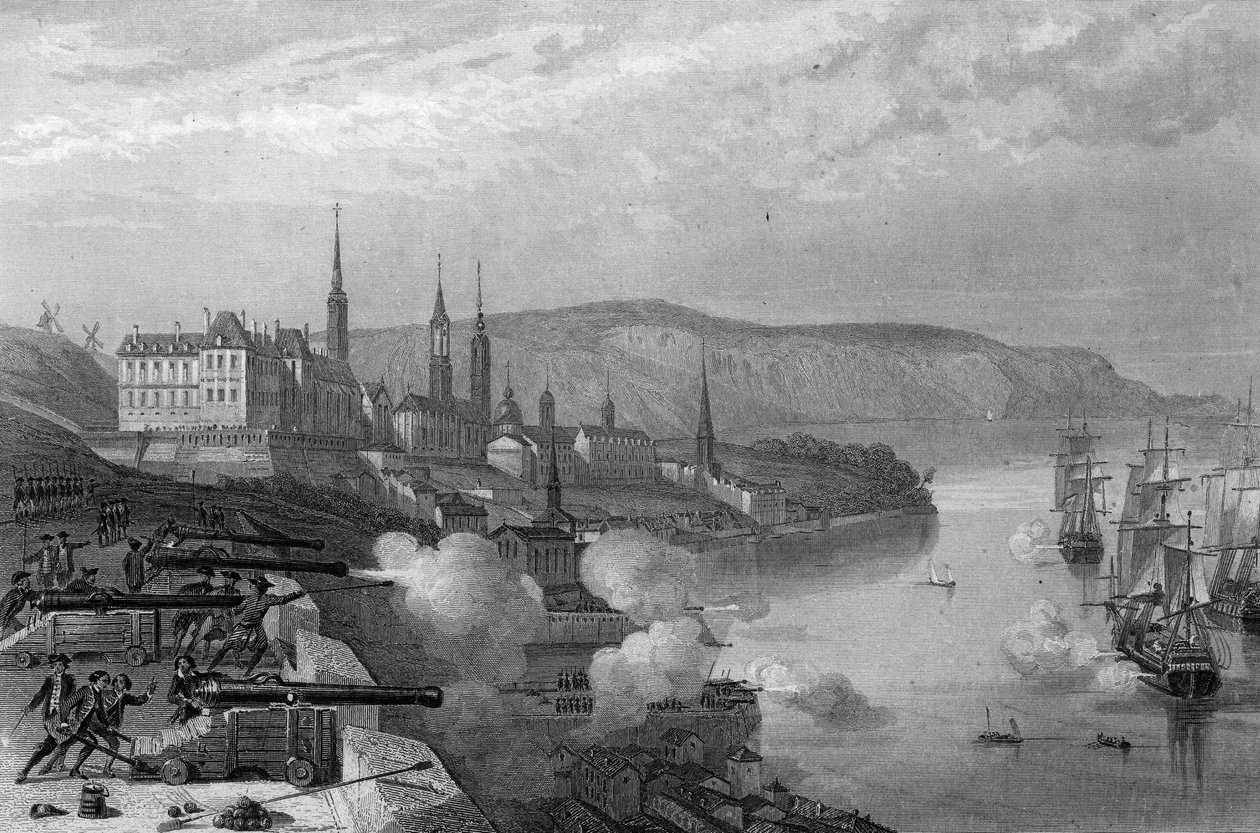 Obrana Quebecu hrabětem De Frontenacem. v „Obecné historii námořnictva“ od Van Tenaca od Unknown artist