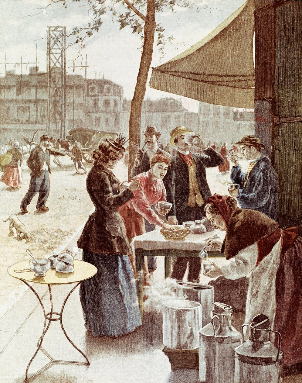 La laitiere, 6 hodin v neděli ráno. Barevná rytina 14. července 1895. Paris, Musee Carnavalet od Unknown artist