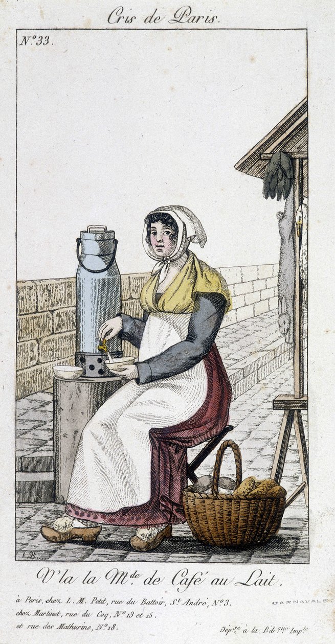 Obchodník s mléčnou kávou – v “”Cris de Paris”” od Unknown artist