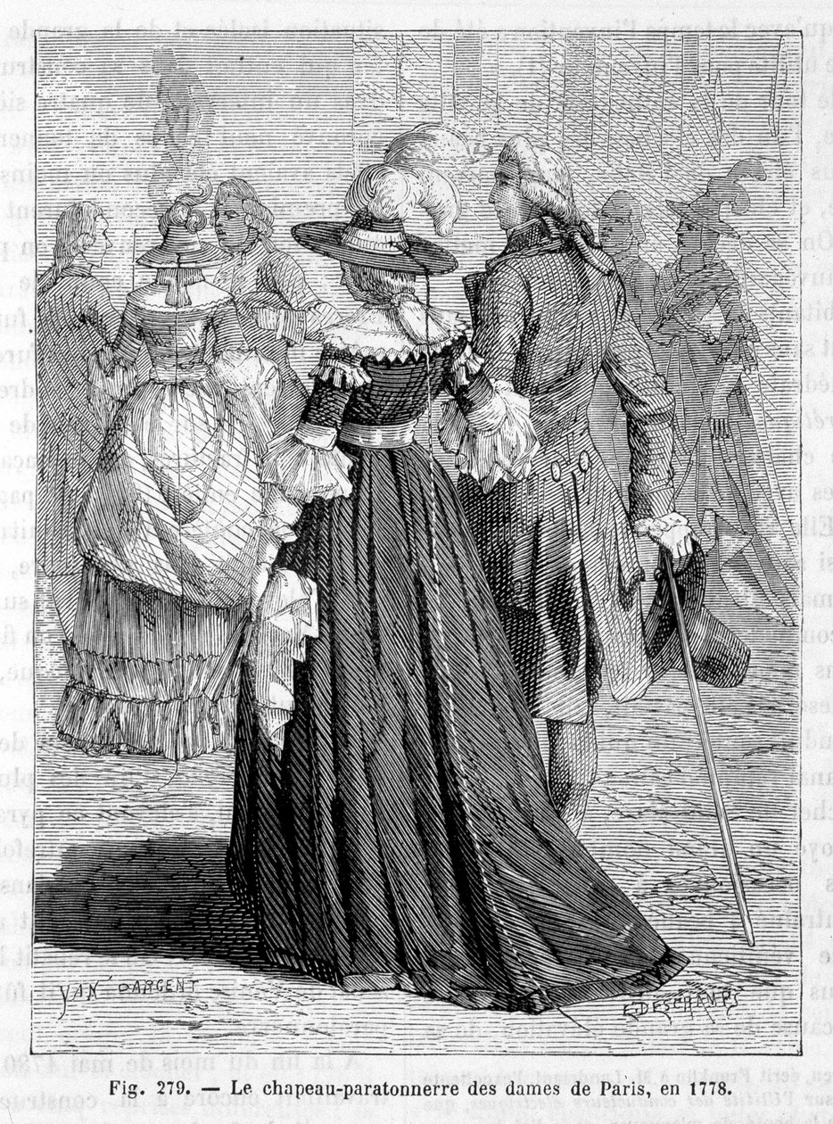 Ladies of Paris klobouk hromosvodu 1778 - rytina od Unknown artist