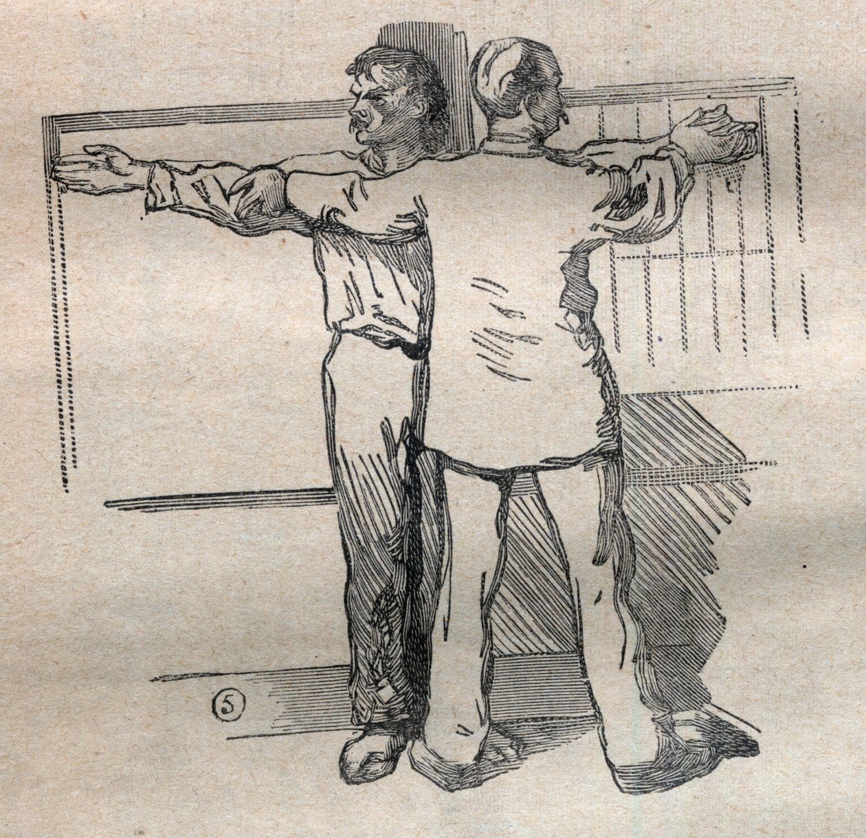 Soudní antropometrie nebo bertillonnage, metoda Alphonse Bertillona (1853-1914): měření velkého velkého kalibru zbraní - Rytina v „La Science francaise“ od Unknown artist
