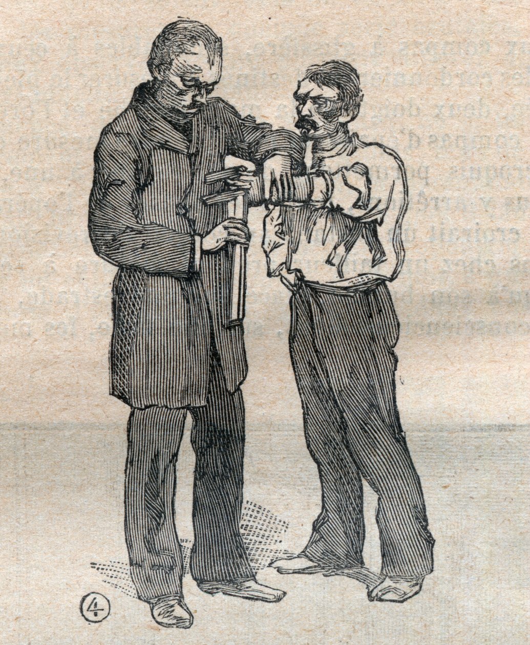 Soudní antropometrie nebo bertillonnage, metoda Alphonse Bertillona (1853-1914): měření prostředního prstu a levého prsteníčku - rytina "" La Science francaise" od Unknown artist