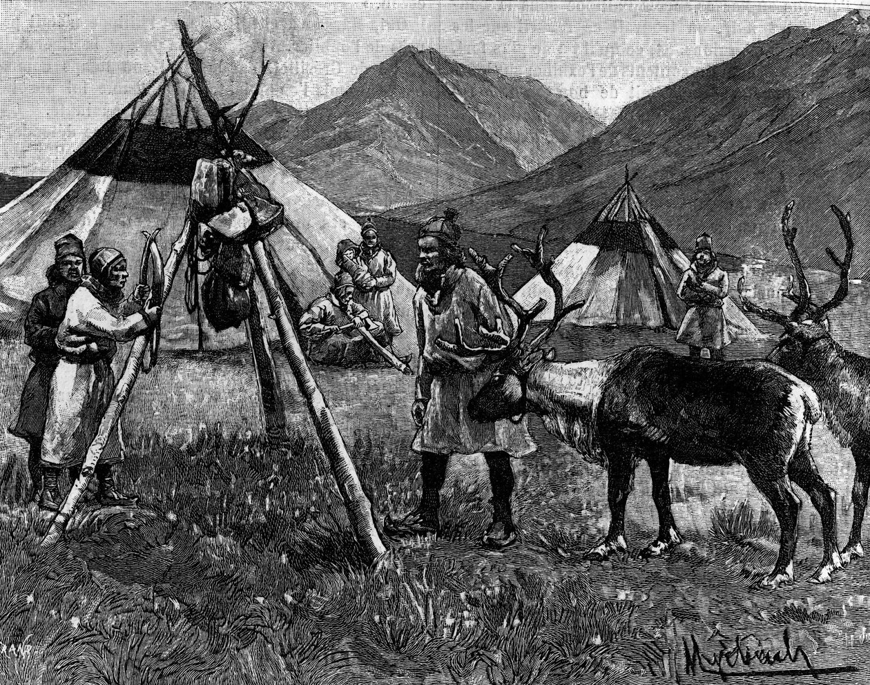 Laponsko: Camp de Lapons. Rytina do „The Journal of Youth““ od Unknown artist