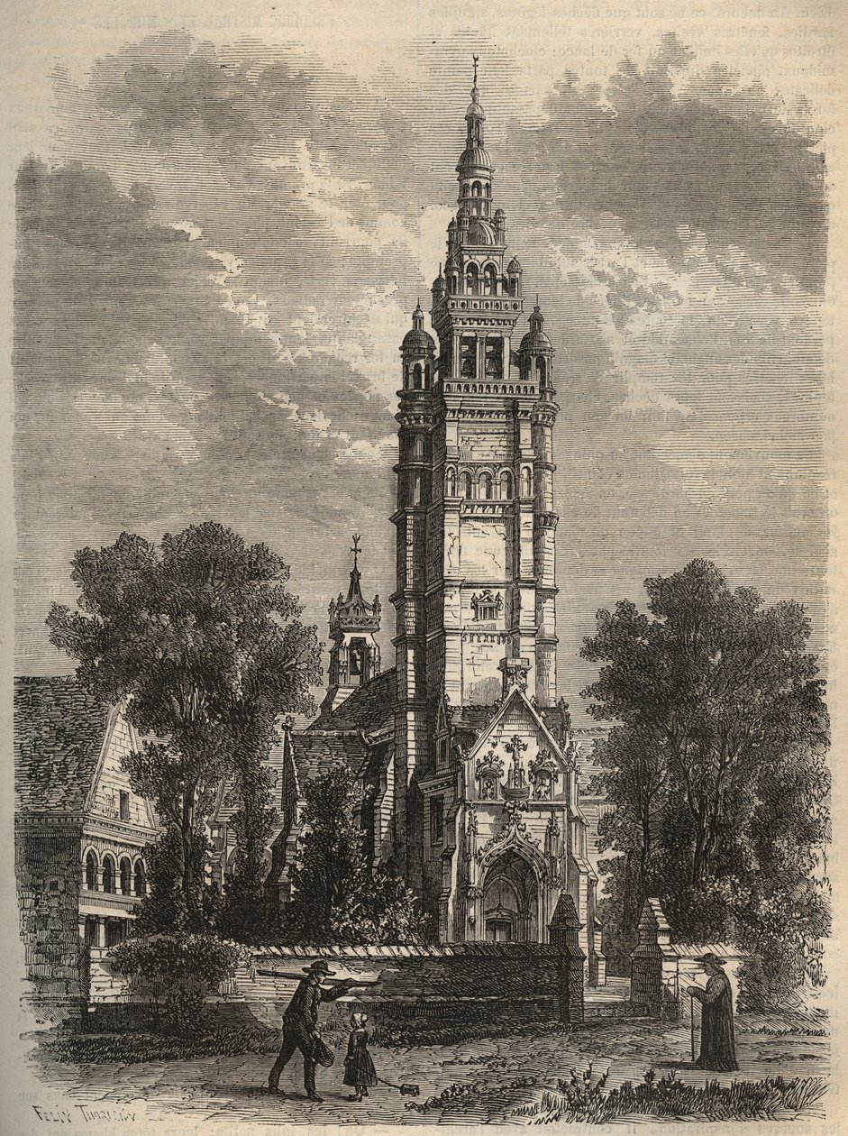 Ogival umění na ústupu - Notre-dame de Roscoff en bretagne - rytina 19. století din od Unknown artist