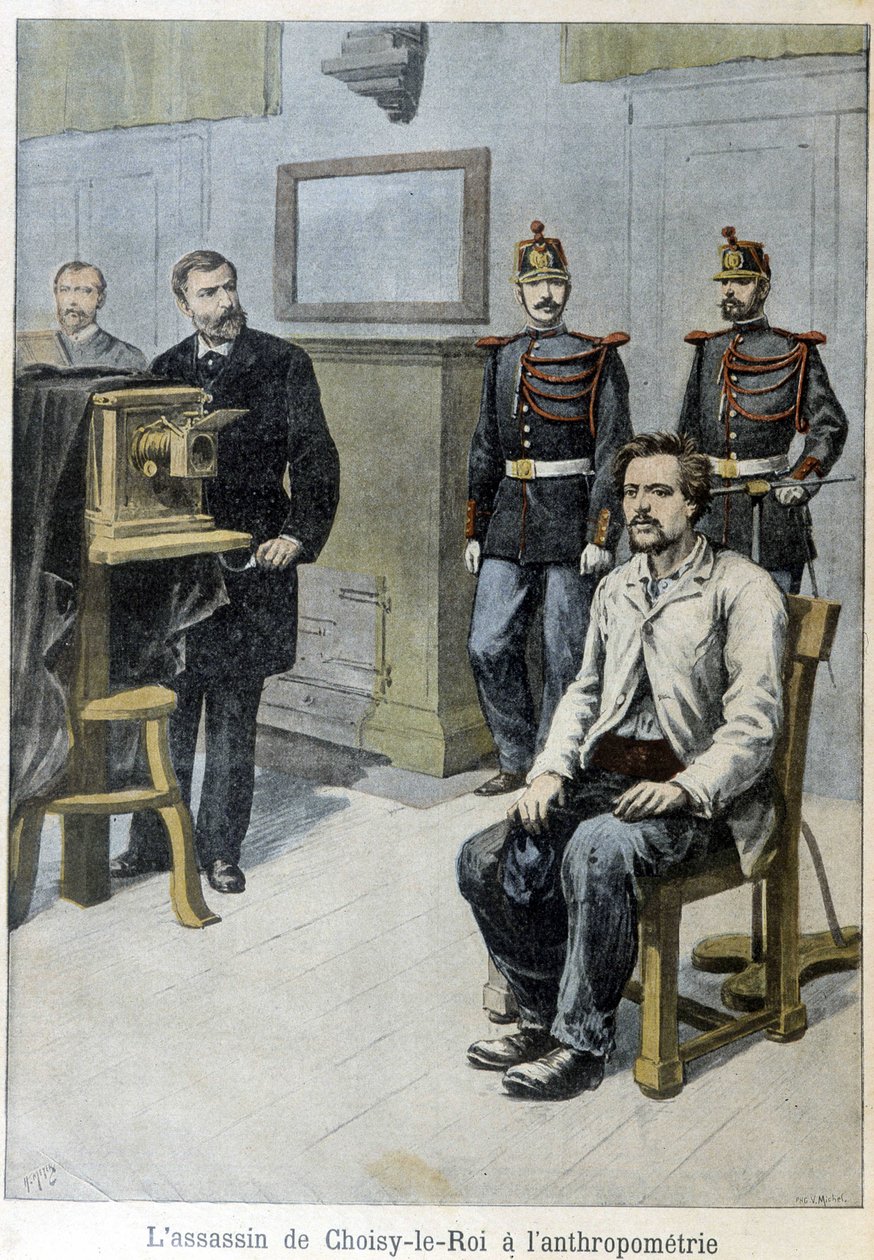 Vrah Choisy-le-Roi k antropometrii (a pan Alphonse Bertillon) - v „“Le Petite Journal“, květen 1899 od Unknown artist