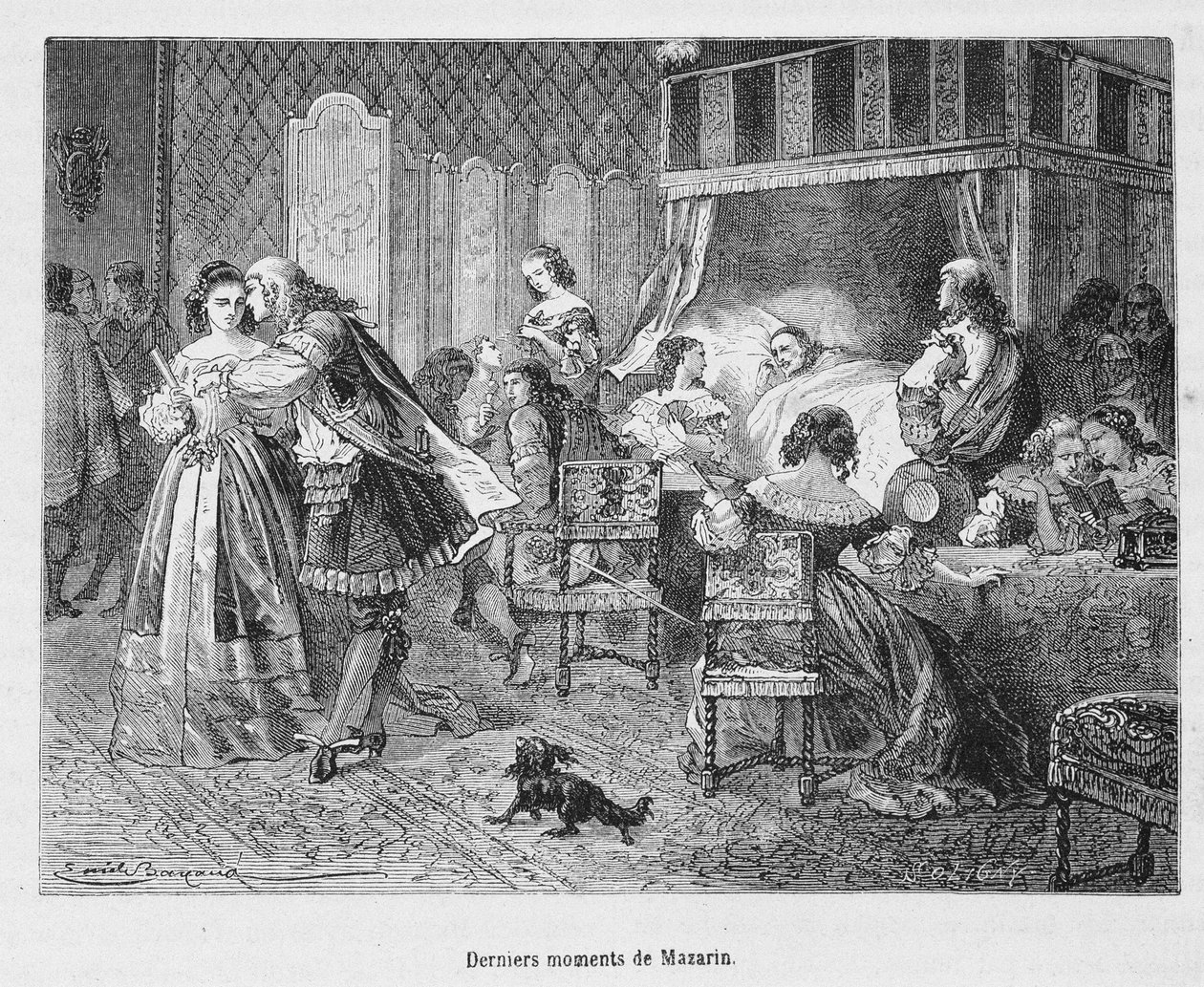 Poslední okamžiky Mazarina (1602 - 1661). Ilustrace v „Populární historii Francie“ od Henriho Martina. od Unknown artist