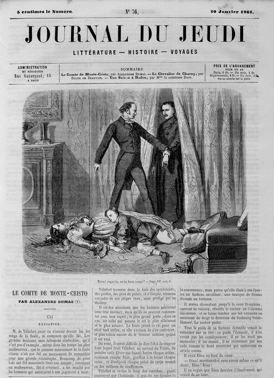 Le Comte de Monte Cristo (Monte Cristo) - v „“Le Journal du Thursdays““ z 20.01.1861 od Unknown artist