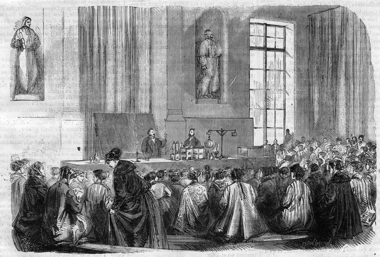 Středoškolský vzdělávací kurz pro mladé dívky na Sorbonně: lekce chemie – rytí do „“Le Journal Illustre““ od Unknown artist