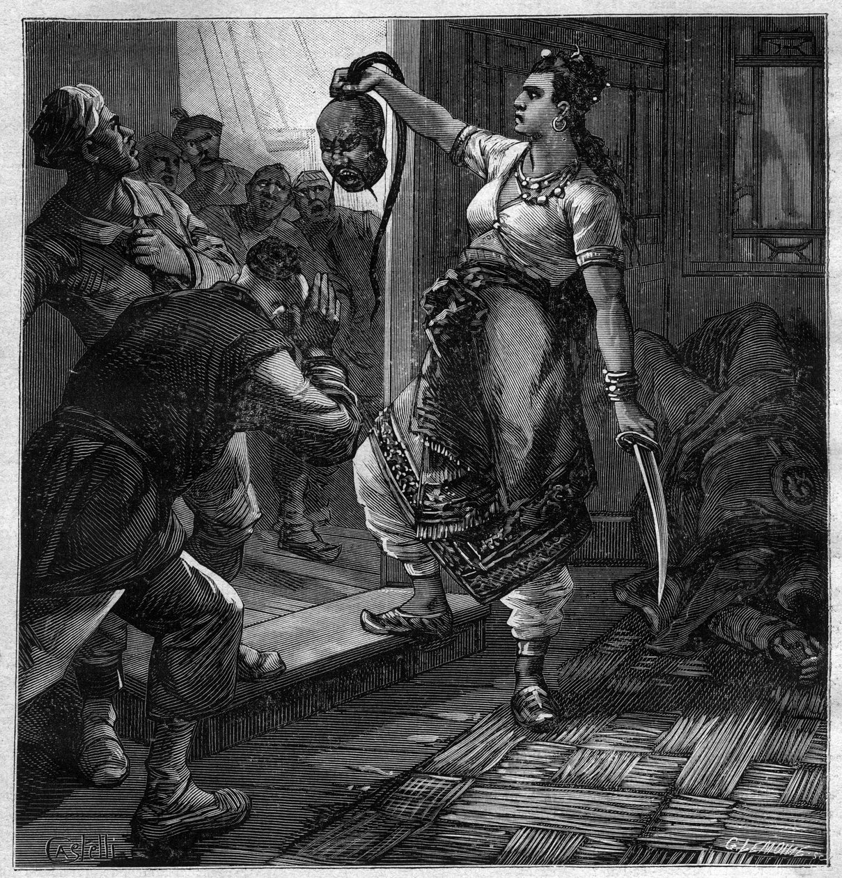 Pirát z Tonkinu ​​- ilustrace k románu Pierra Maela (Charles Causse a Charles Vincent) rytina v „“journal des voyages””” 1884 od Unknown artist