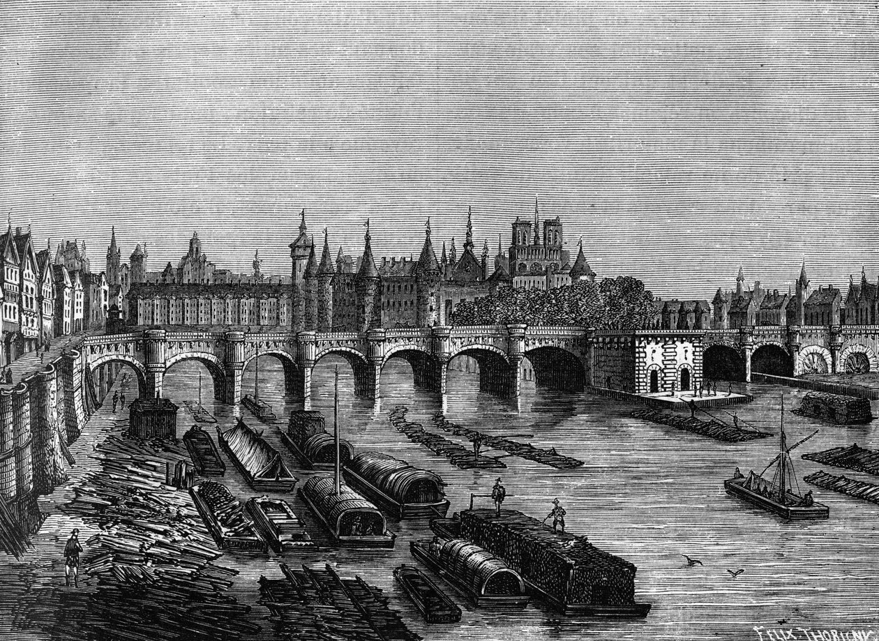Pont Neuf v Paříži za Jindřicha III. – v „“ Histoire de France““ od Henriho Martina, sd. 19. století od Unknown artist