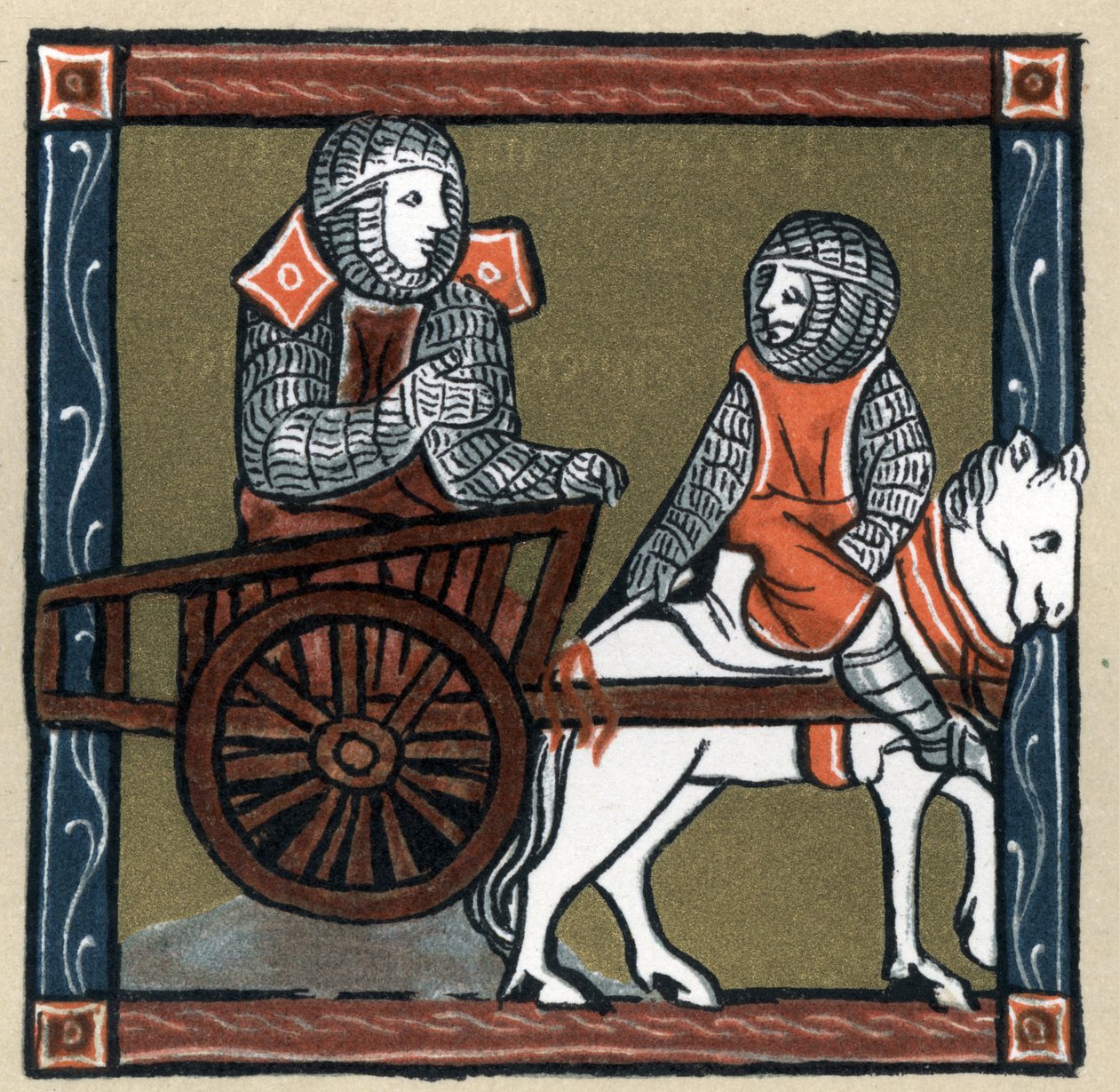 Legenda Arthurienne: Lancelot du lac dans la charrette. V „Dějinách francouzské literatury“ od Hermanna Suchiera od Unknown artist