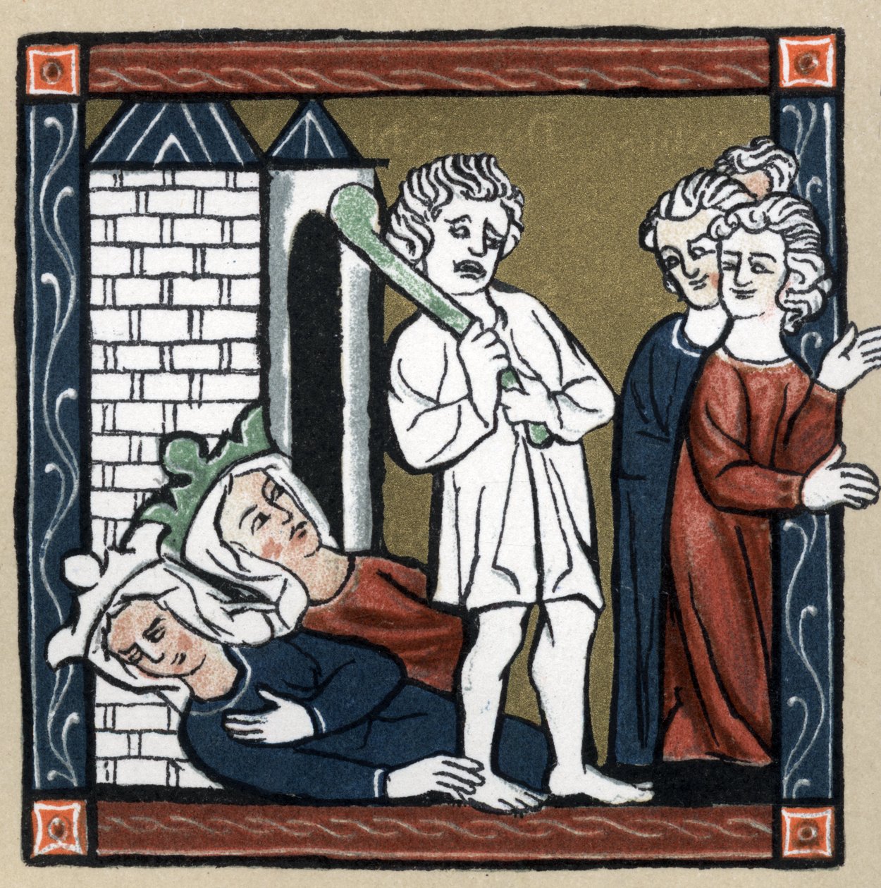 Legenda Arthurienne: Lancelot du lac delivre Královna Guenievre a její přítel z hradu omdleli a obyvatelé prchli. V „Dějinách francouzské literatury“ od Hermanna Suchiera od Unknown artist