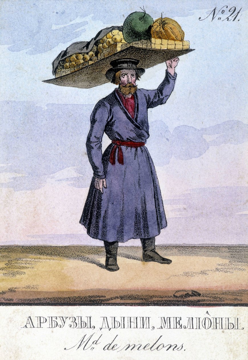 Prodejce luštěnin v Rusku v 19. století. od Unknown artist
