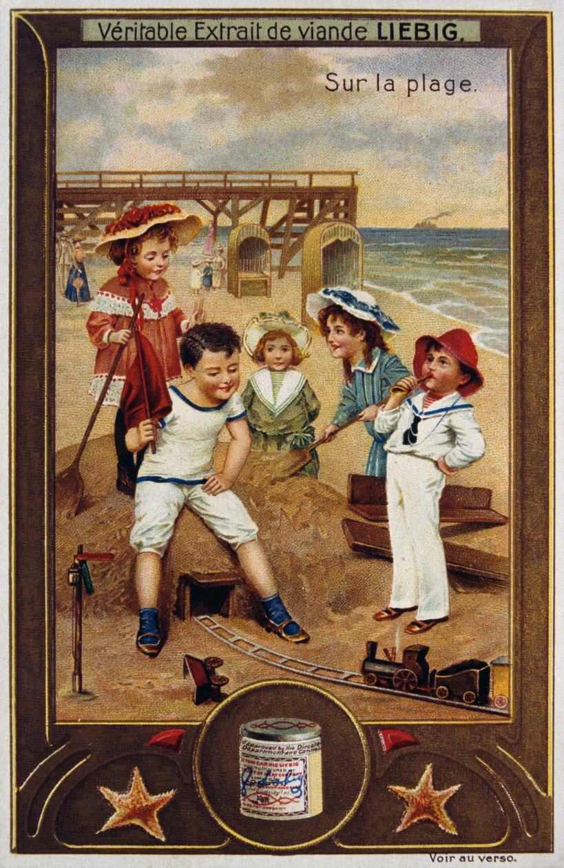 Leibigova karta s francouzskými dětmi na pláži 1890 od Unknown artist