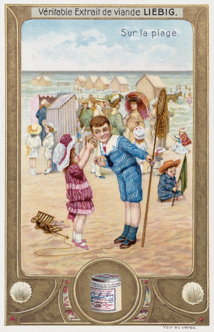 Leibigova karta s francouzskými dětmi na pláži 1890 od Unknown artist